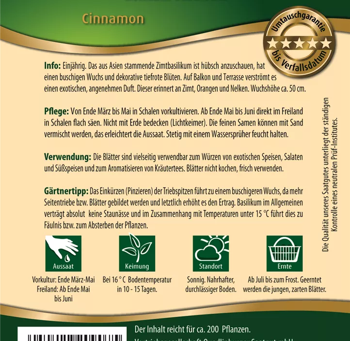 Basilikum Zimt- Cinnamon Basilikum Zimt- Cinnamon