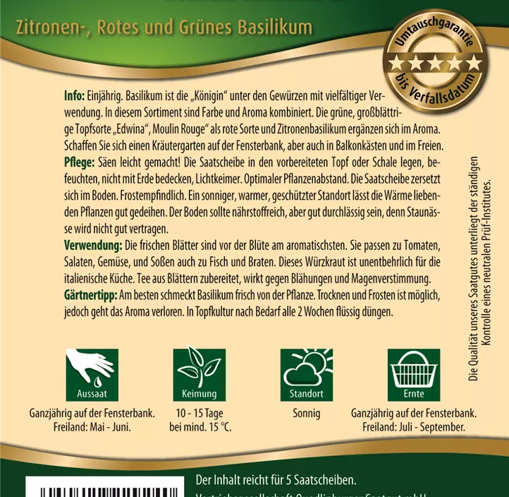 Basilikumsortiment Zitronen-, Rotes und Grünes Basilikum Basilikumsortiment Zitronen-, Rotes und Grünes Basilikum
