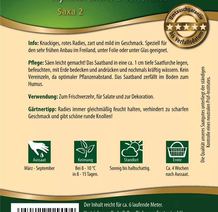 Radies Saxa 2, Saatband