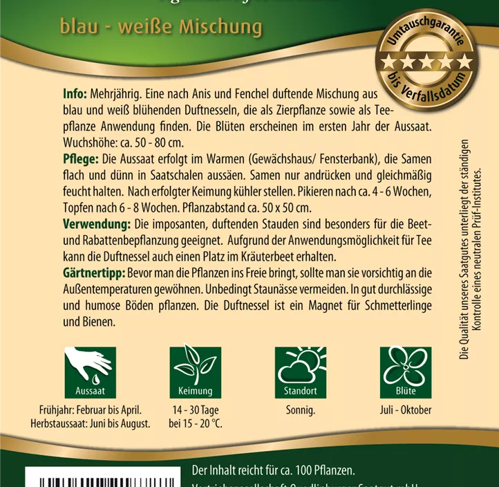 Duftnessel blau- weiße Mg.