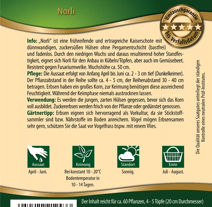 Topf-Zuckererbse Norli