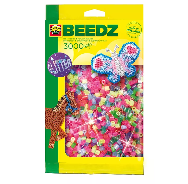 Bügelperlen Glitzer, 3000 Stk.