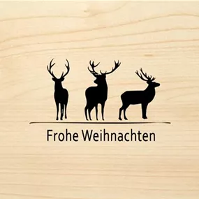 Holzgrußkarte - Frohe Weihnachten Rentiere
