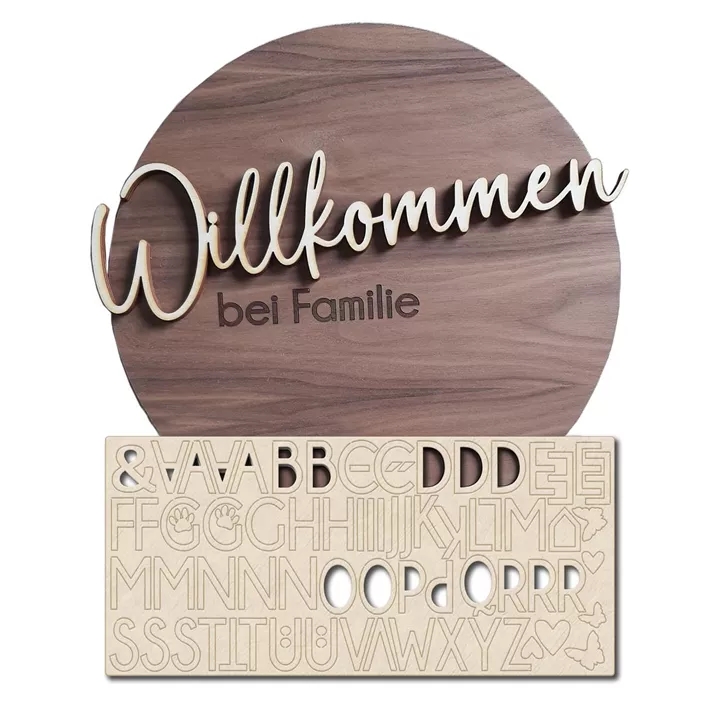 Personalisierbare Willkommen-Scheibe