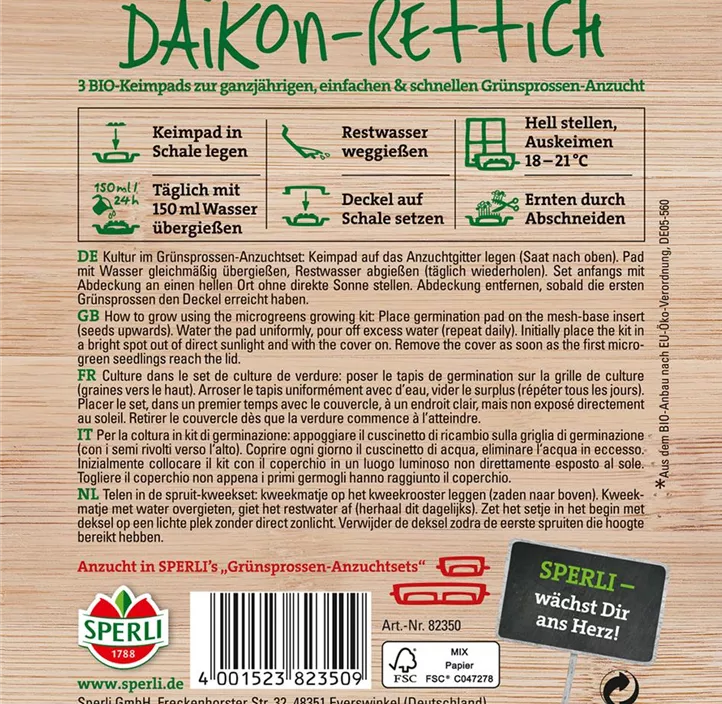 BIO Keimsprossen-Saat Daikon-Rettich BIO Keimsprossen-Saat Daikon-Rettich