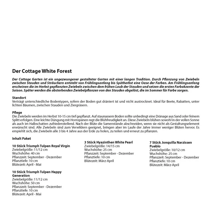 Blumenzwiebel Mischung Cottage Garden 'White Forest' Blumenzwiebel Mischung Cottage Garden 'White Forest'