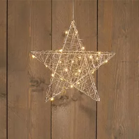 LED Stern Metall zum Hängen, warmweiß, mit Timer, 25 LED LED Stern Metall zum Hängen, warmweiß, mit Timer, 25 LED