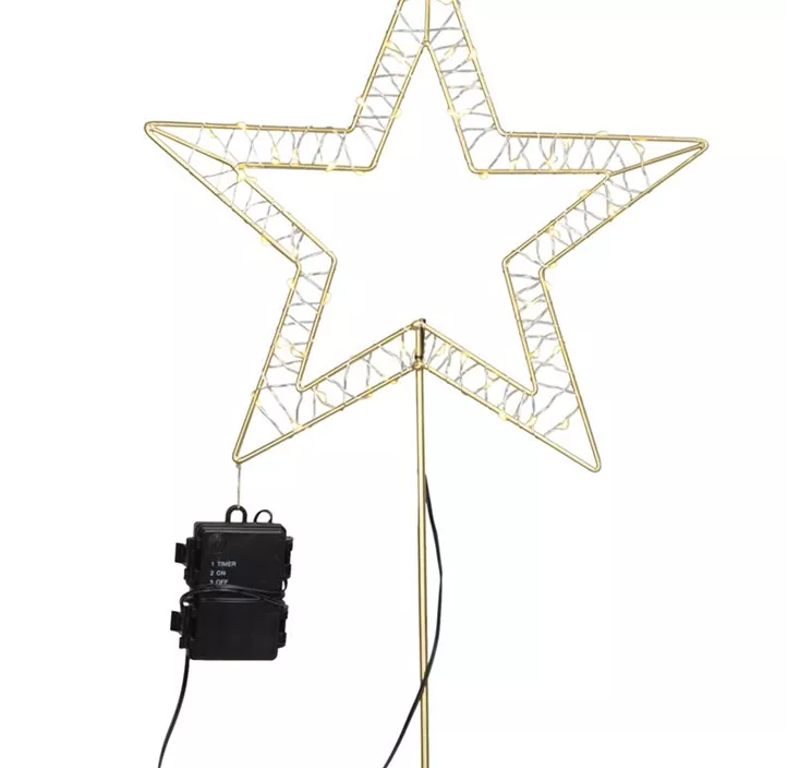 Stern mit LED am Stab m. Timer
