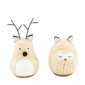 Holzfigur Eule/Hirsch