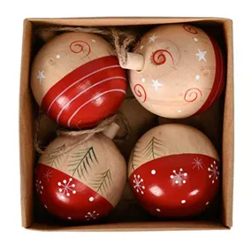 Christbaumkugel aus Holz 4er Box Christbaumkugel aus Holz 4er Box