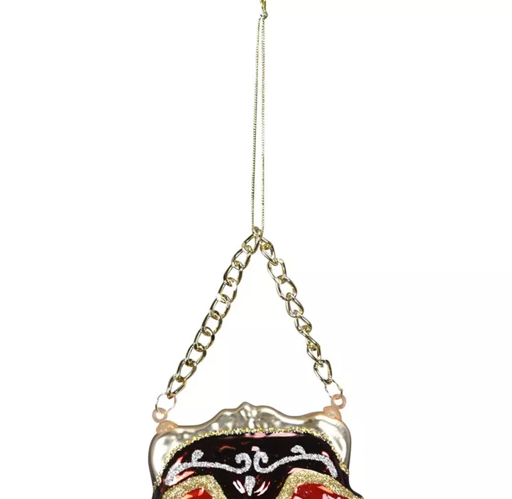 Glasfigur Tasche, schwarz-rot