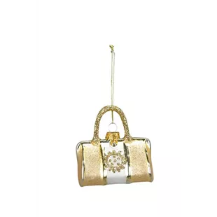 Glasfigur Tasche weiß-gold