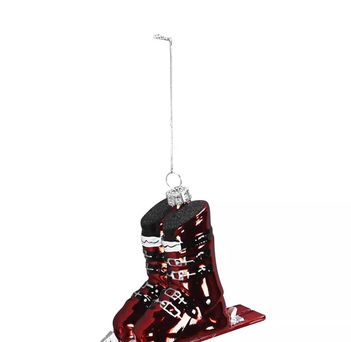 Glasfigur Skischuhe mit Ski