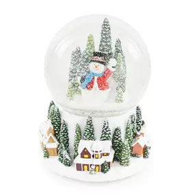 Schneekugel Schneemann mit Musik und Licht