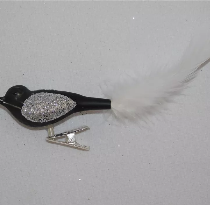 Glasfigur Vogel, schwarz und weiß