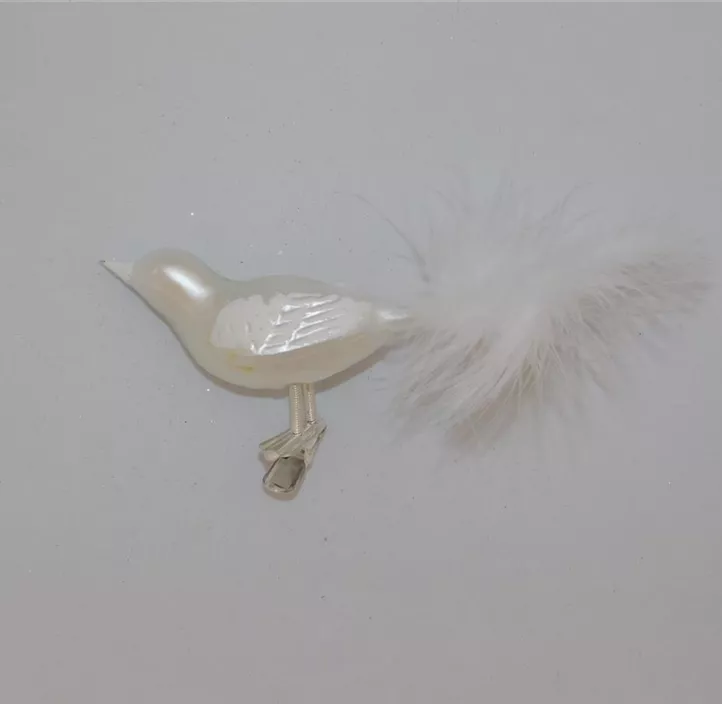Glasfigur Vogel, broze und weiß