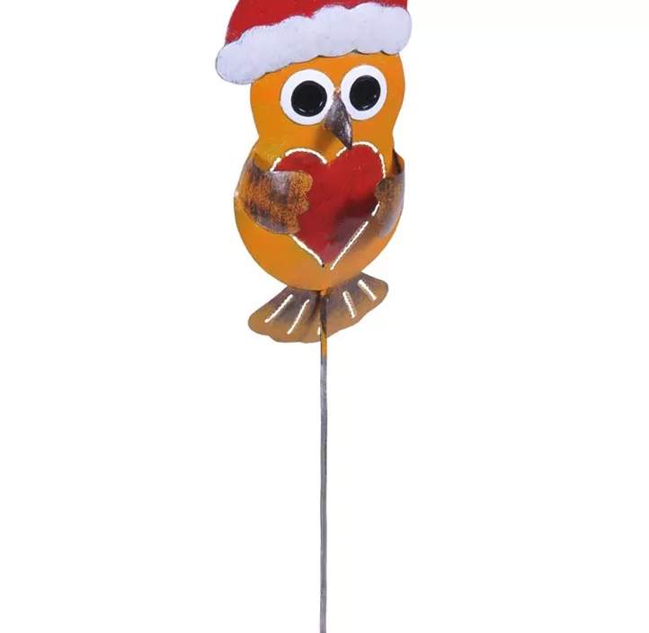 Gartenstecker Eule Weihnachten