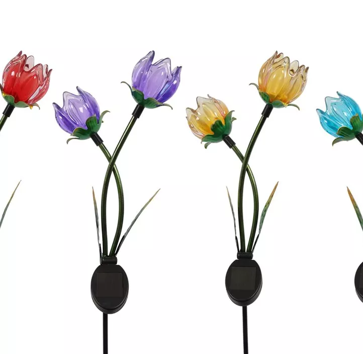 Solar Gartenstecker Blume doppelt