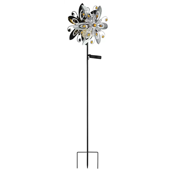 Solar-Steckleuchte Blume silbergrau
