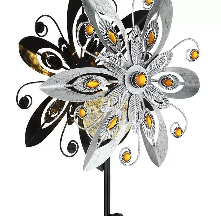 Solar-Steckleuchte Blume silbergrau
