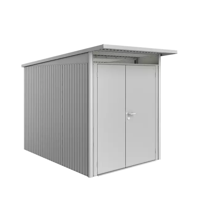 Gerätehaus AvantGarde A3 silber mit Doppeltür schmal