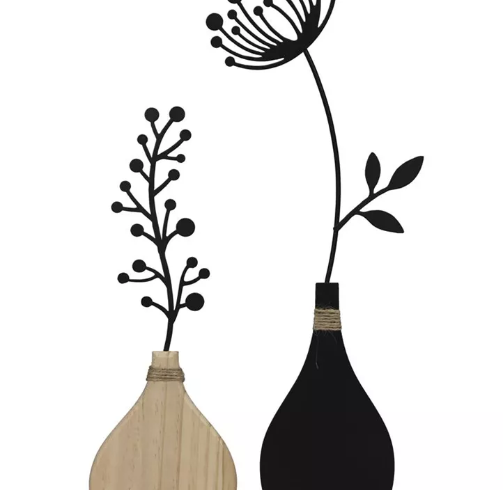 Vase mit Blume aus Metall