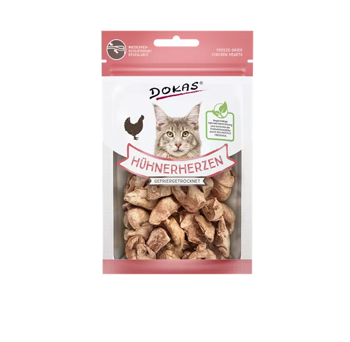 Dokas Katze Hühnerherzen gefriergetrocknet
