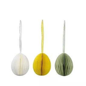 Ei zum Hängen aus Papier (weiß, gelb, grün)