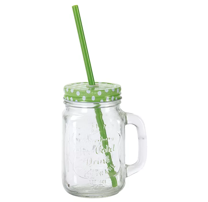 Limoglas mit Henkel inkl. Strohhalm
