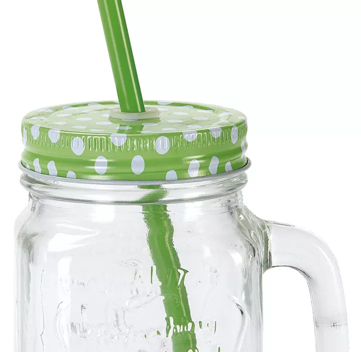 Limoglas mit Henkel inkl. Strohhalm