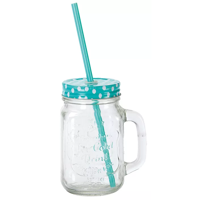 Limoglas mit Henkel inkl. Strohhalm