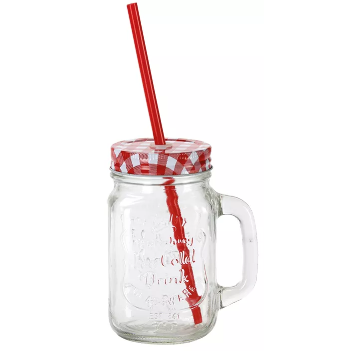 Limoglas mit Henkel inkl. Strohhalm