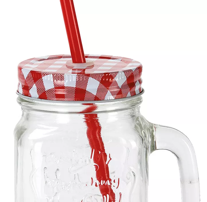Limoglas mit Henkel inkl. Strohhalm