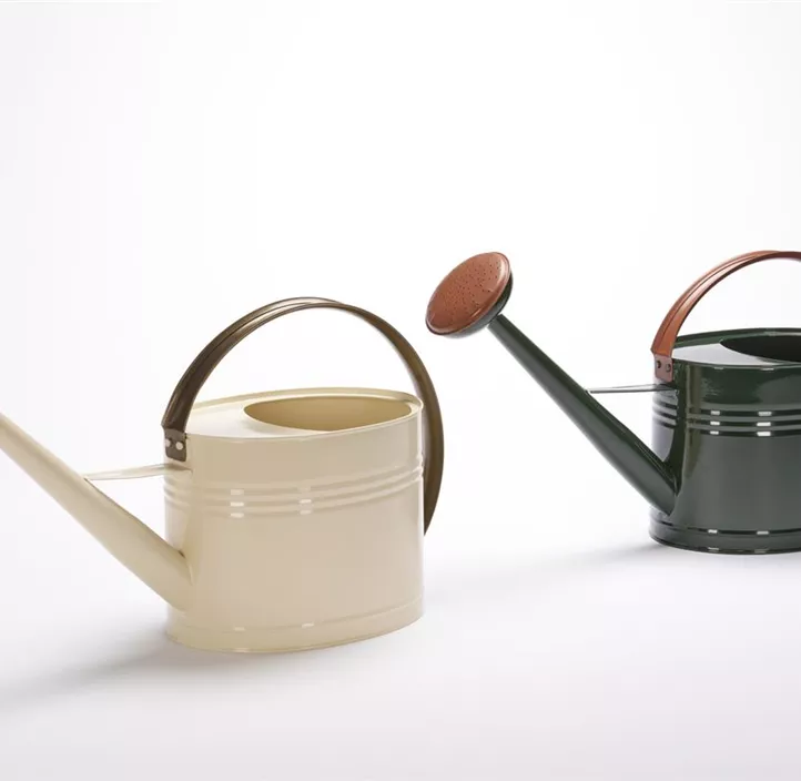 Metall-Gießkanne oval, mit Brause, Farbe: creme, d