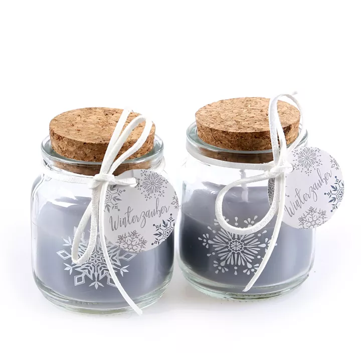 Kerze im Glas, Schneeflocke, 2er Set