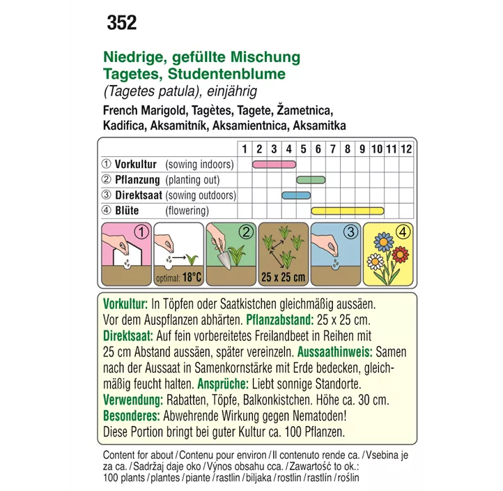 Tagetes niedere gefüllte Mischung einjährig