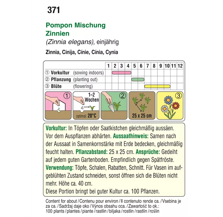 Zinnia Pompon Mischung