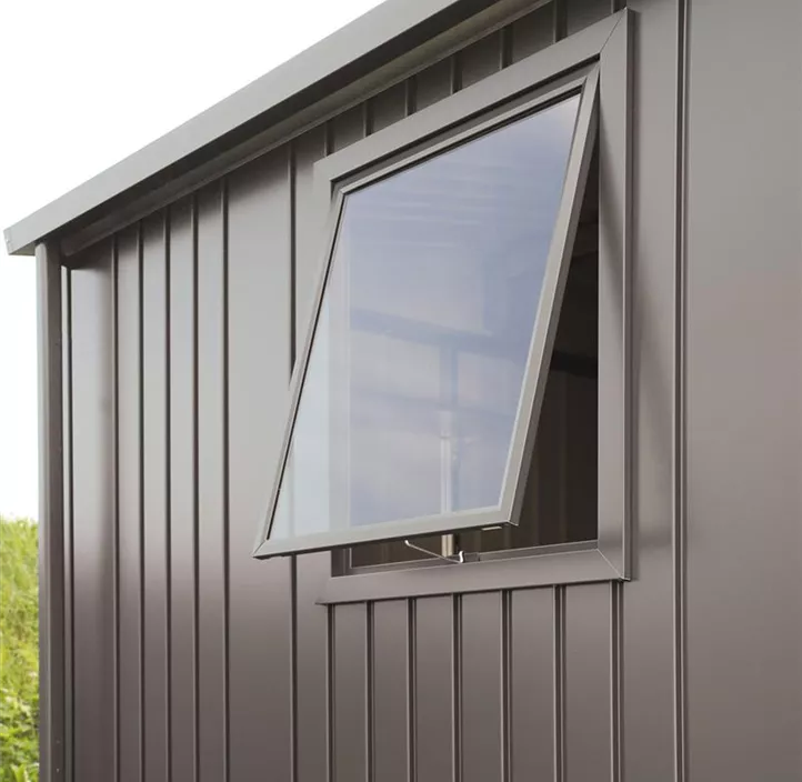 Gerätehaus AvantGarde A6 quarzgrau mit Doppeltür + Fenster