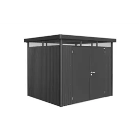 Gerätehaus HighLine H3 dunkelgrau mit Doppeltür + Fenster