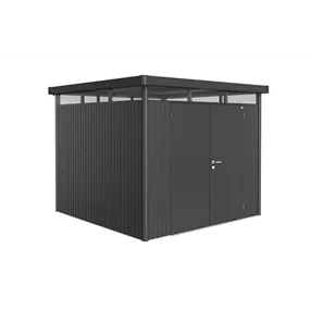 Gerätehaus HighLine H4 dunkelgrau mit Doppeltür + Fenster