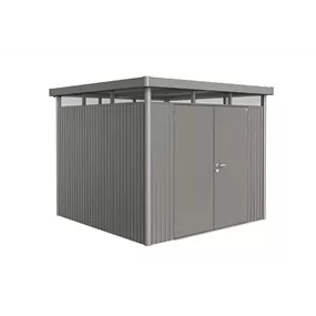 Gerätehaus HighLine H4 quarzgrau mit Doppeltür + Fenster