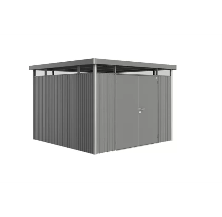 Gerätehaus HighLine H6 quarzgrau mit Doppeltür + Fenster
