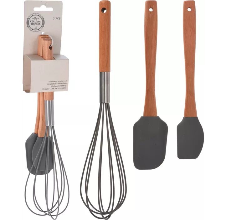 Küchenhelfer-Set Silikon/Holz