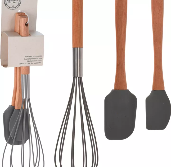 Küchenhelfer-Set Silikon/Holz