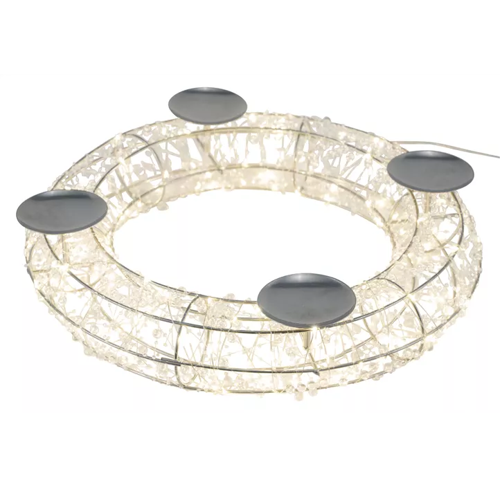 LED Metalladventskranz mit Timer, Adapter, 150 LED