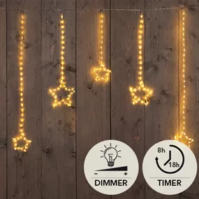 Sternen-Vorhang 5 Stränge mit Timer u. Dimmer, 186 LED