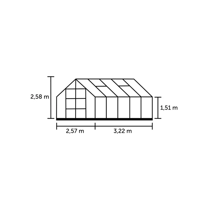 mit 6 mm Polycarbonat, 322 x 257 x 151 cm