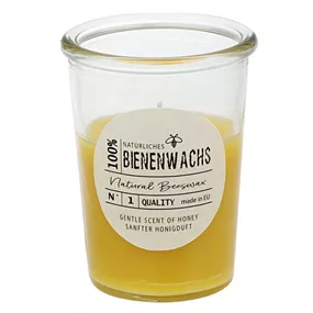 Bienenwachskerze im Glasbecher 100% BW