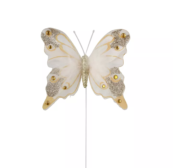 Schmetterling aus Federn am Pick Glitter