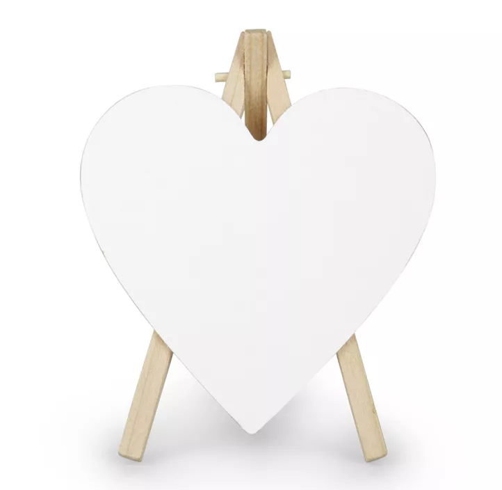 Staffelei mit Holztafel Herz